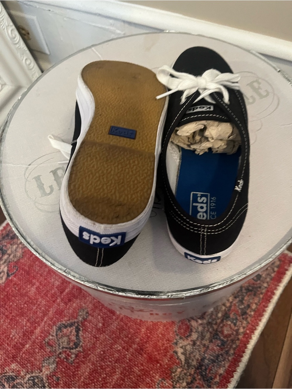 Keds Black Canvas Low-Top Sneakers with White Laces - Picture 4 of 4
